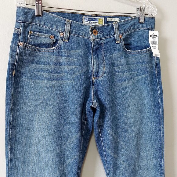 Old Navy Women Flare Jeans Size 8 VTG Low Rise Y2K Long Bell Bottom Blue Denim - Picture 3 of 11